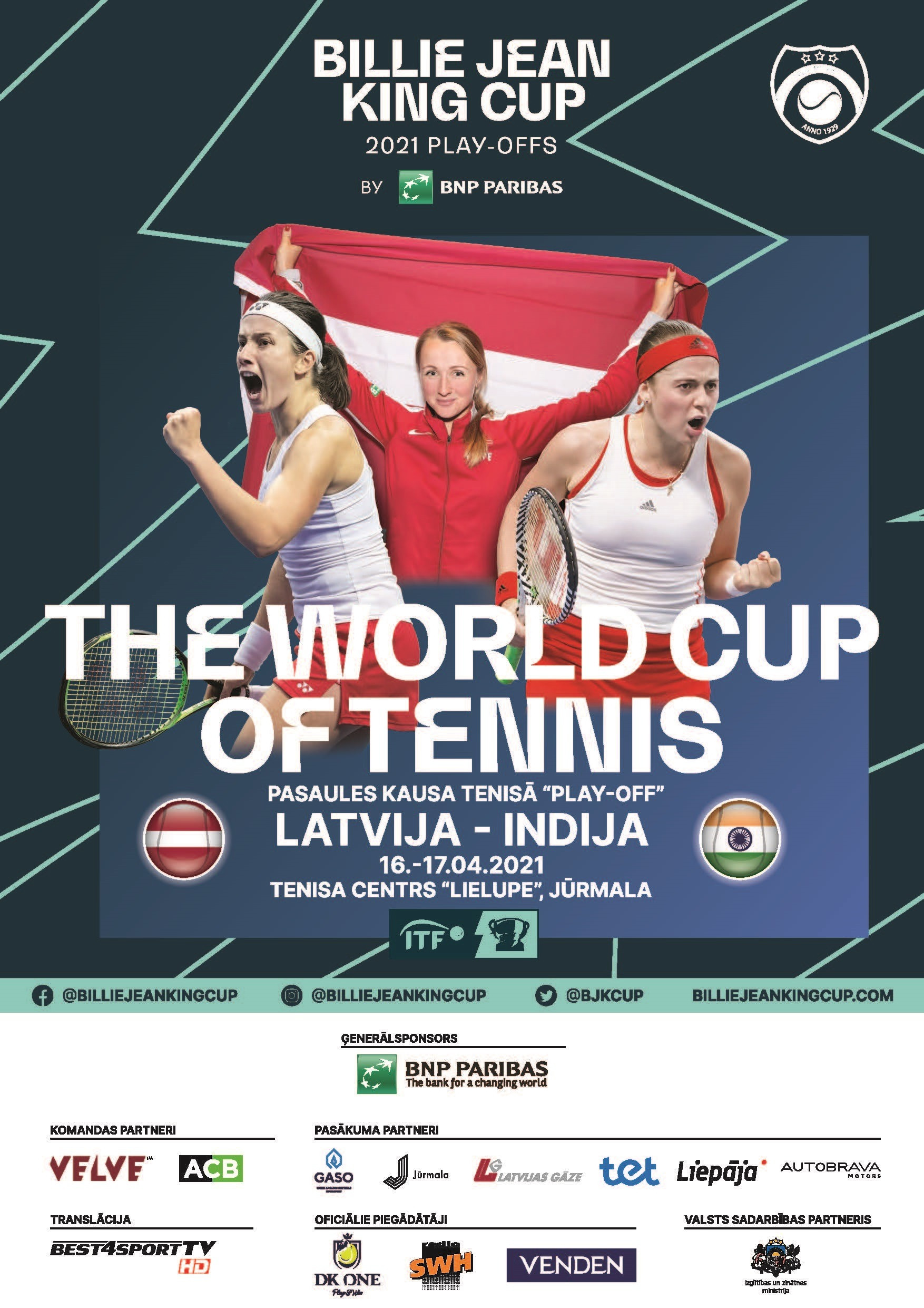“BILLIE JEAN KING CUP” SPĒLES TIEŠRAIDĒ VARĒS VĒROT KANĀLĀ  BEST4SPORT TV